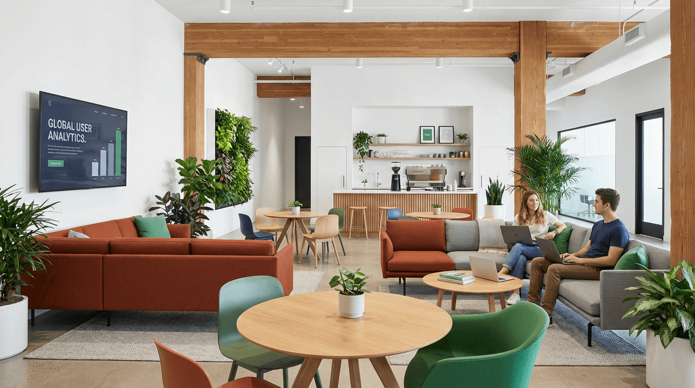 Modern office lounge and collaboration space