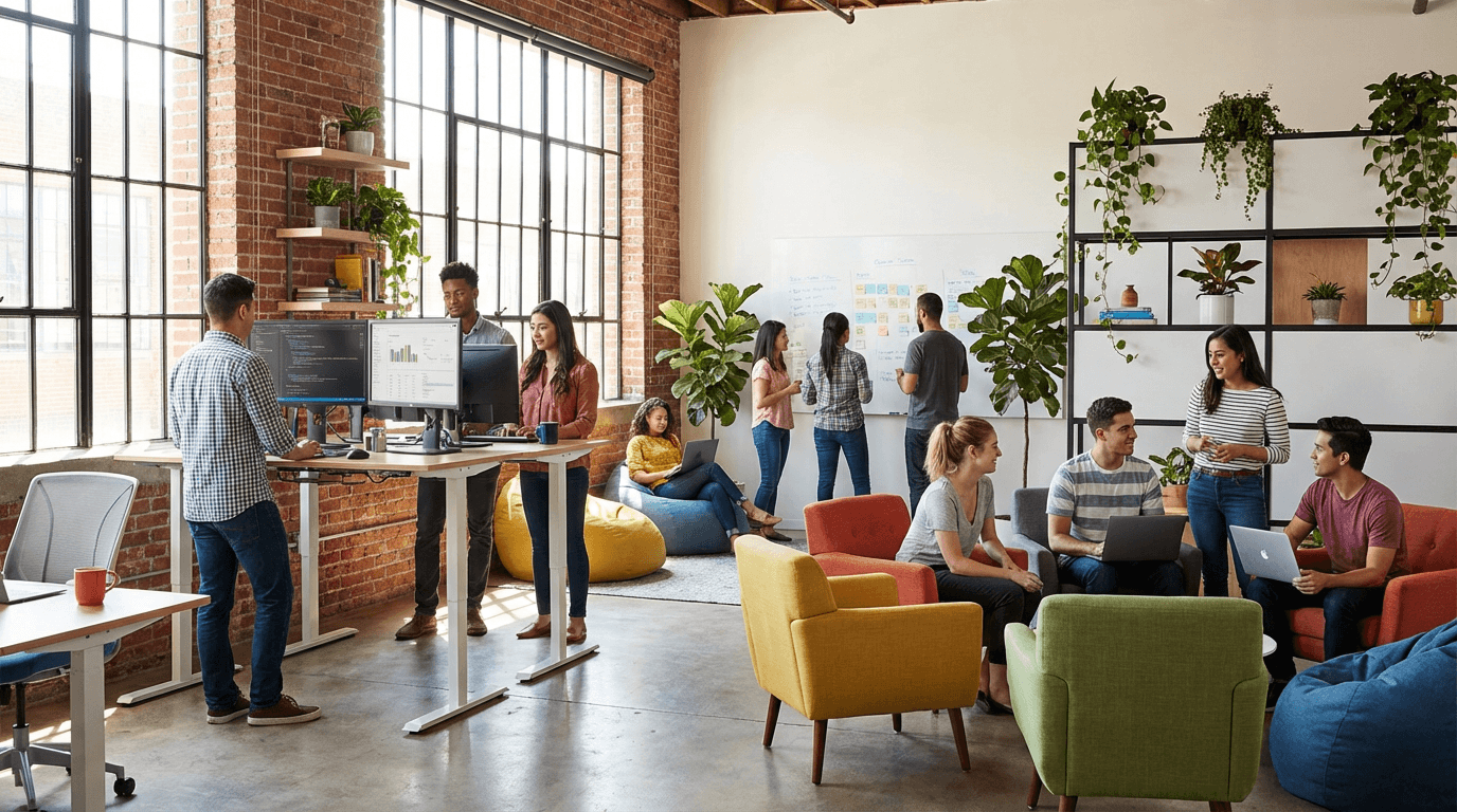 Leaf Software Studio team working in a modern office