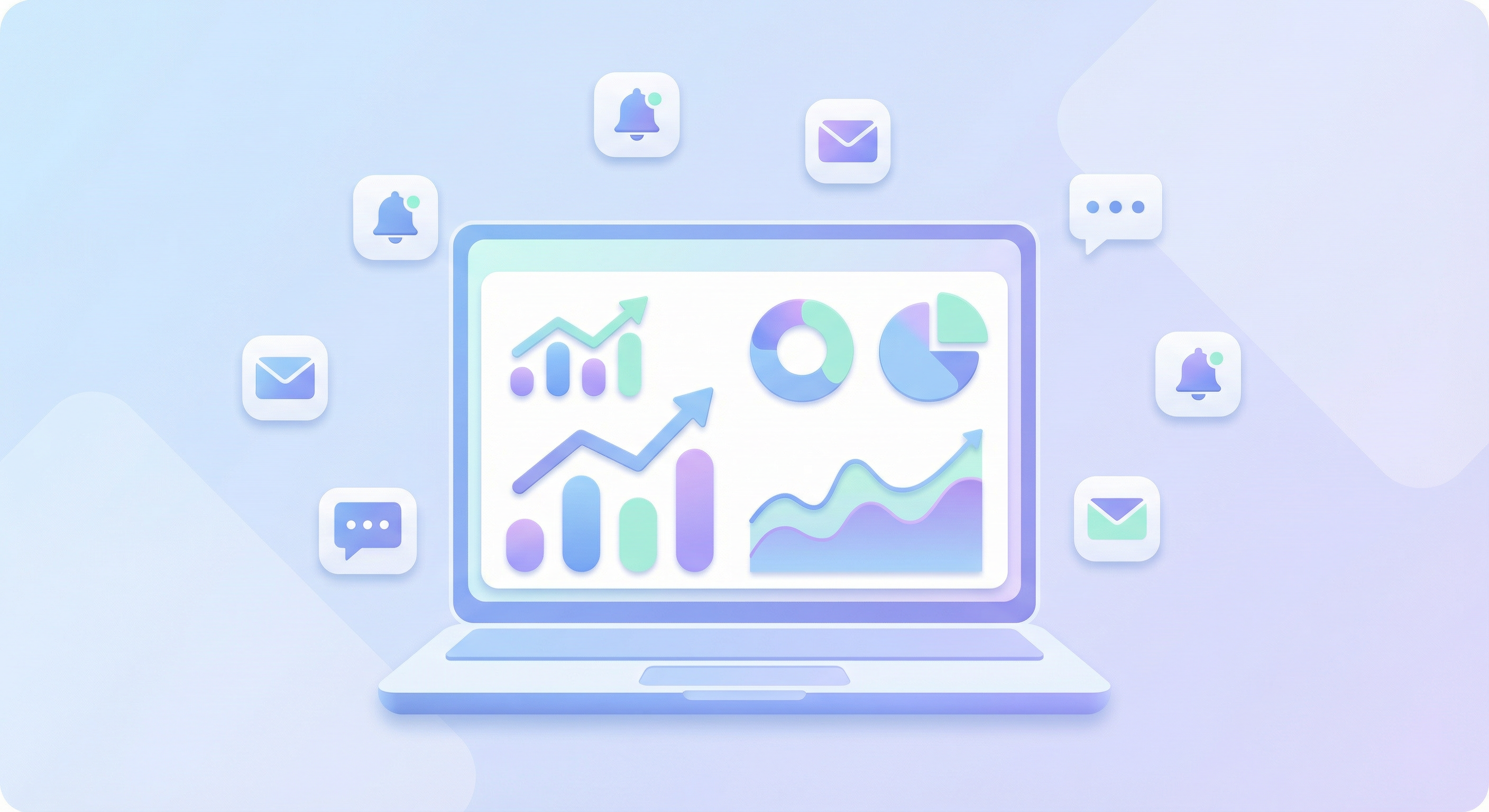 Client retention dashboard with charts and notifications